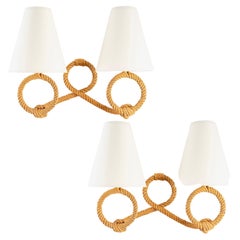 1950 Pair of sconces in rope Audoux Minet