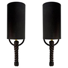 1950 Pair of sconces in rope Audoux Minet