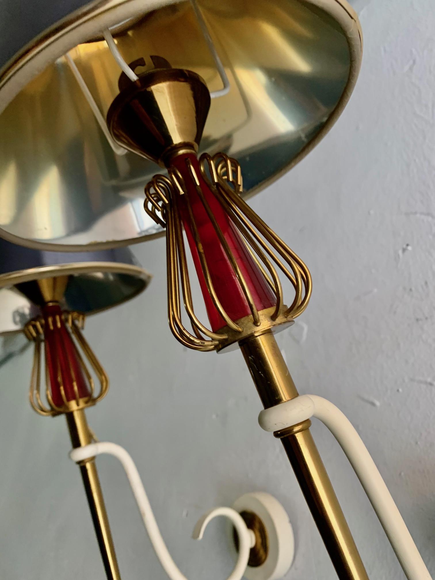 1950 Pair of Sconces Laquered Metal by Maison Lunel For Sale 3