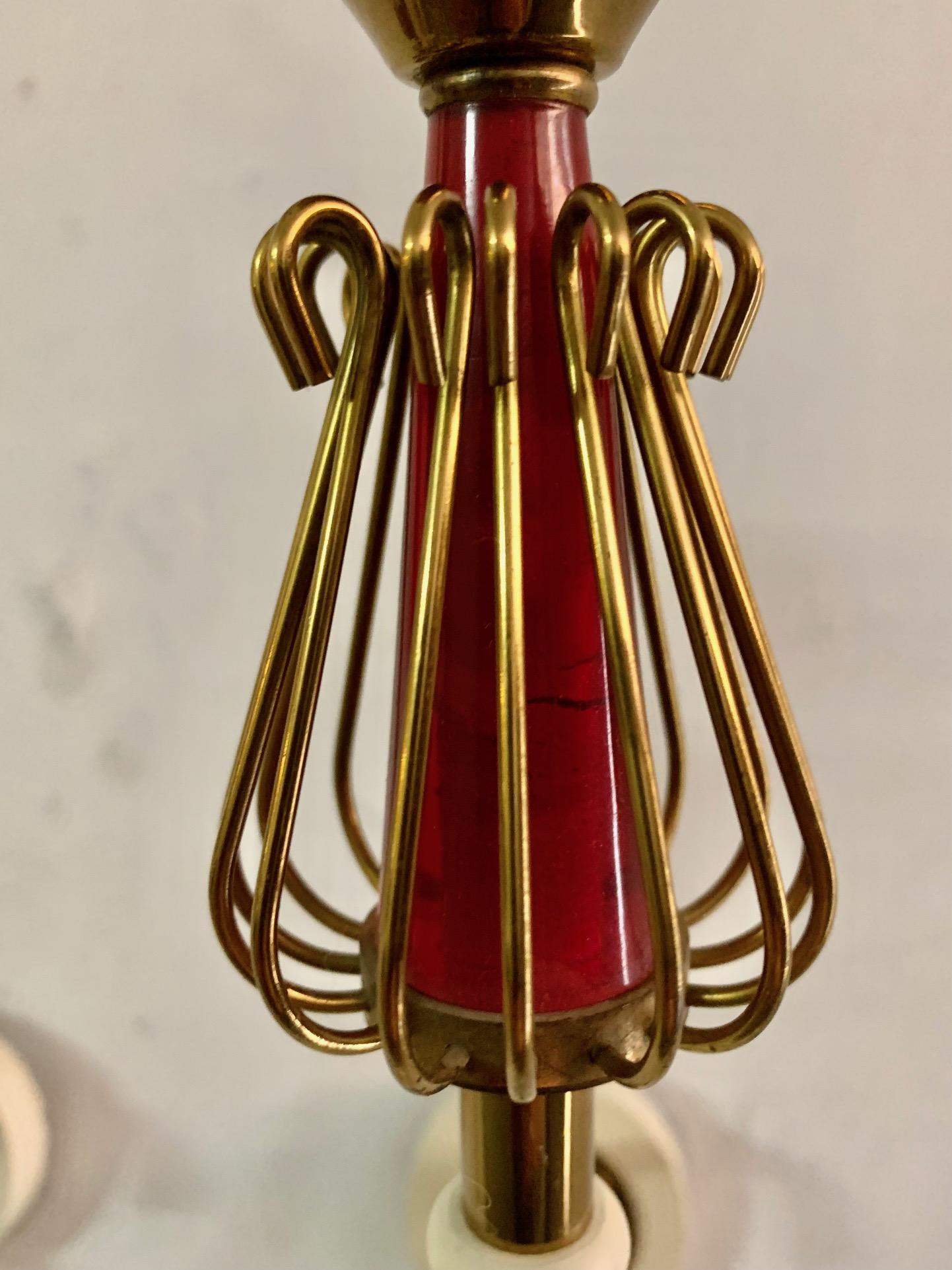 French 1950 Pair of Sconces Laquered Metal by Maison Lunel