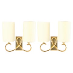 1950 Pair of Sconces with Gilded Brass Loop Maison Honoré