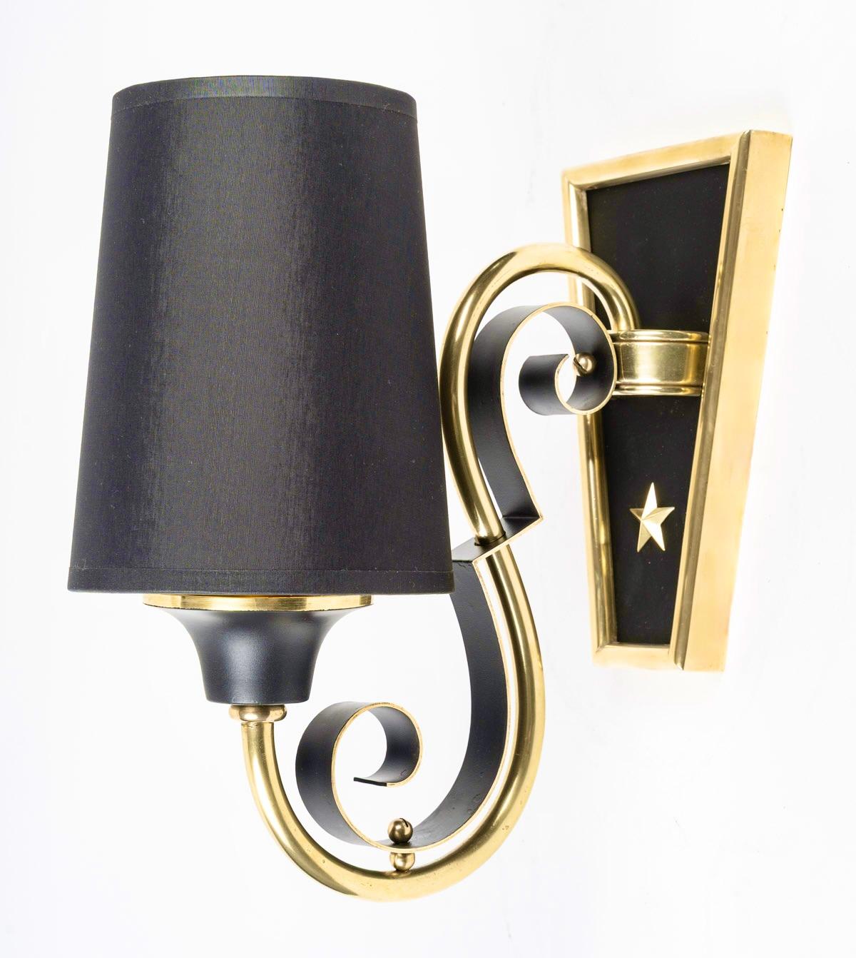 Brass 1950 Pair of ‘star’ wall lamps, Atelier Petitot For Sale