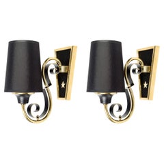 1950 Pair of ‘star’ wall lamps, Atelier Petitot