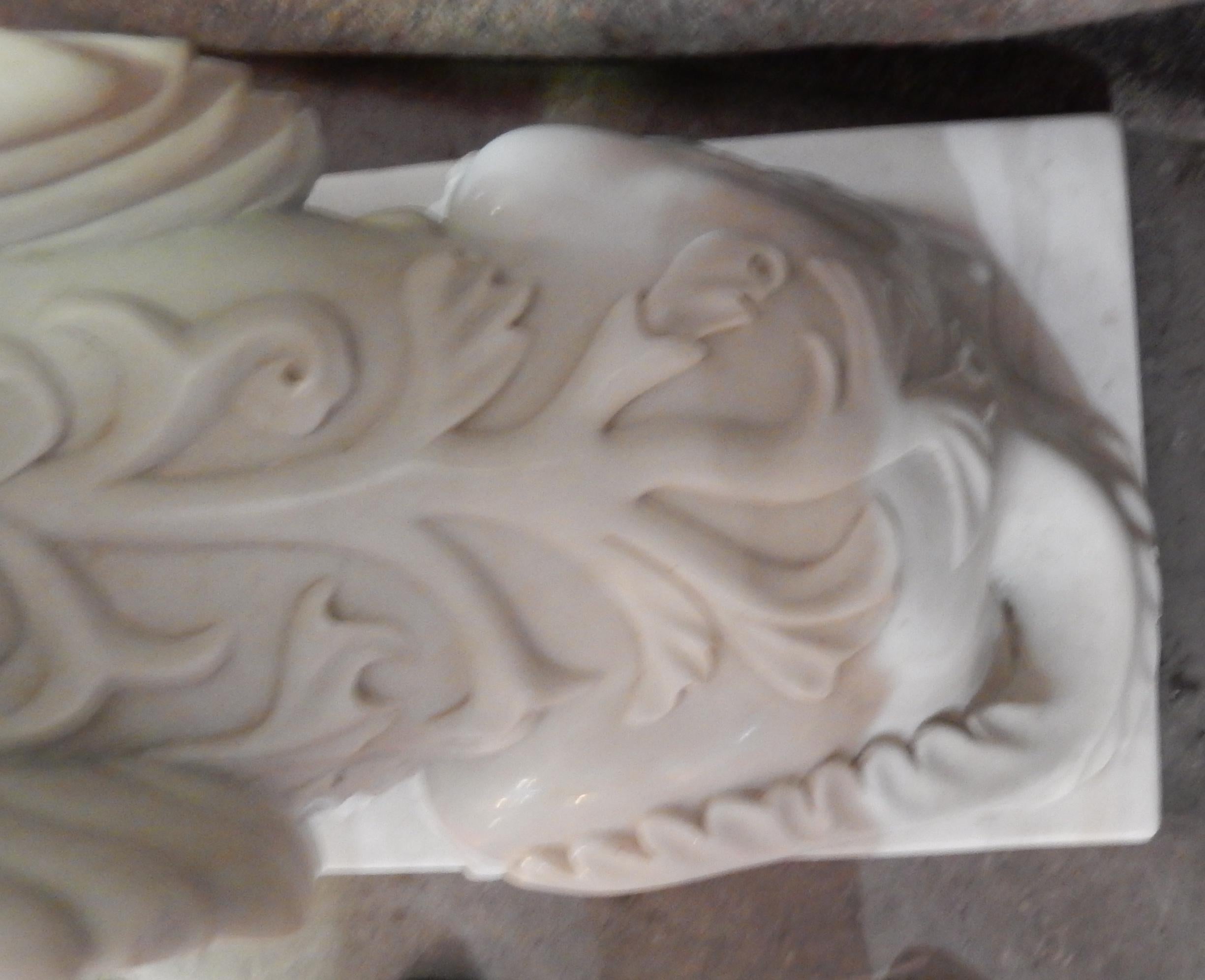 1950 Pair of Statuary White Marble Sphinxes For Sale 1
