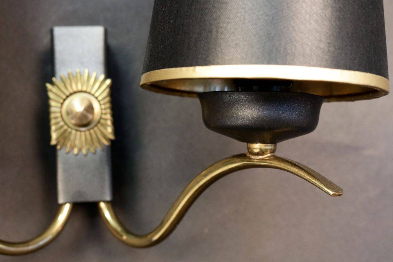 Mid-20th Century 1950 Pair of 'Sun' wall lights from Maison Arlus