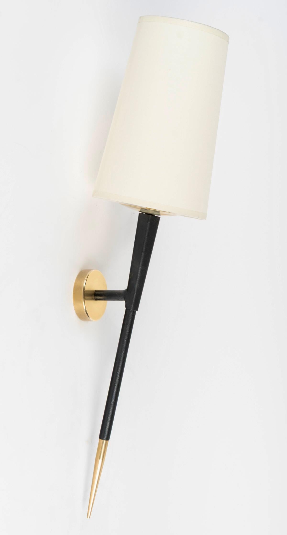 1950 Pair of Torchère Wall Lamps Maison Arlus In Good Condition For Sale In Saint-Ouen, FR