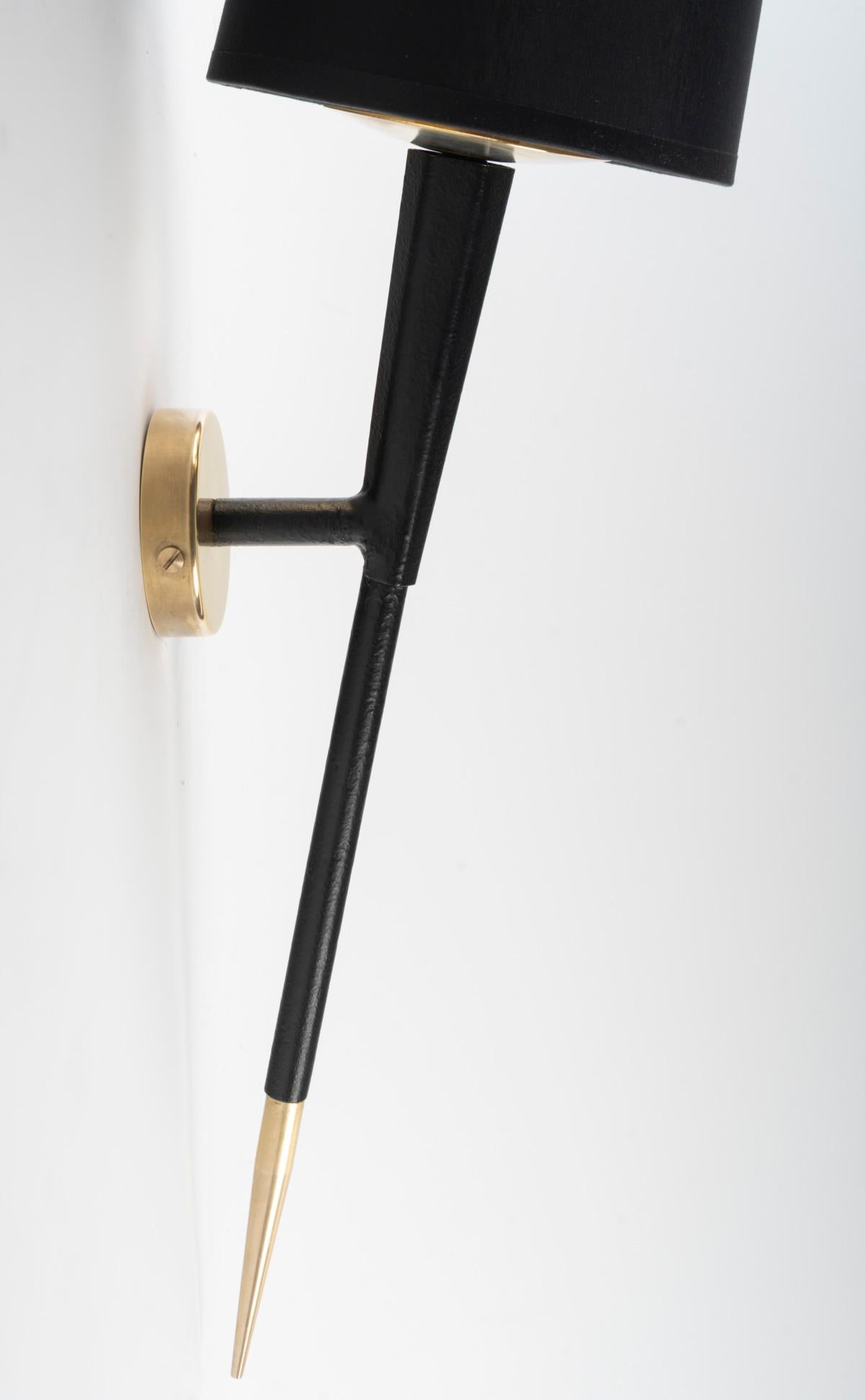 Mid-20th Century 1950 Pair of Torchère Wall Lamps Maison Arlus For Sale