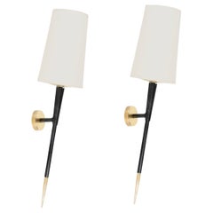 1950 Pair of Torchère Wall Lamps Maison Arlus
