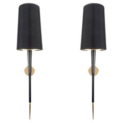 1950 Pair of Torchère Wall Lamps Maison Arlus