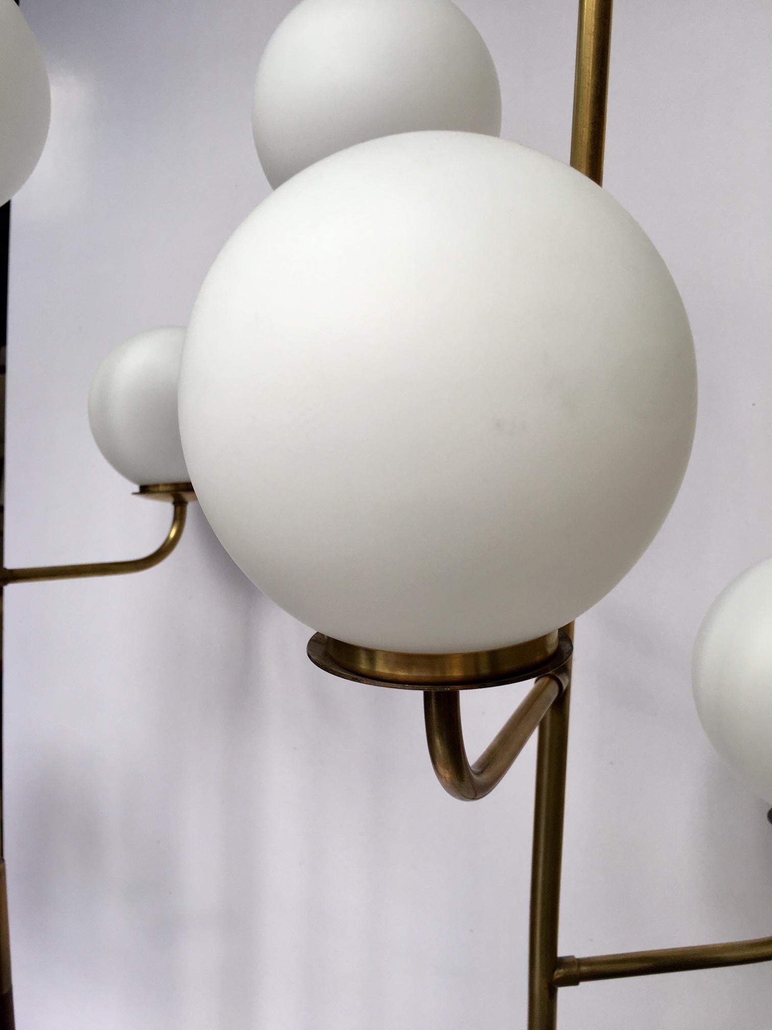 Brass  Pair of Mid-Centyry Triple Lighting Floor Lamps by Maison Lunel