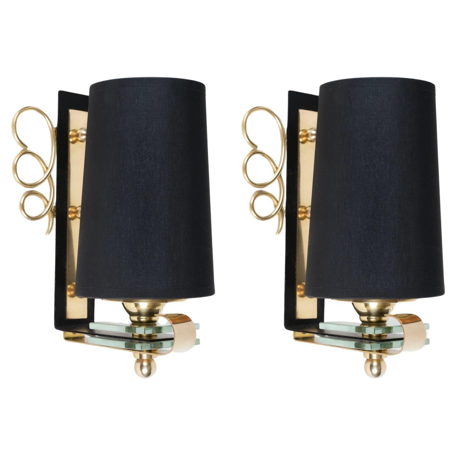 1950 Pair of wall lamps Atelier Petitot For Sale