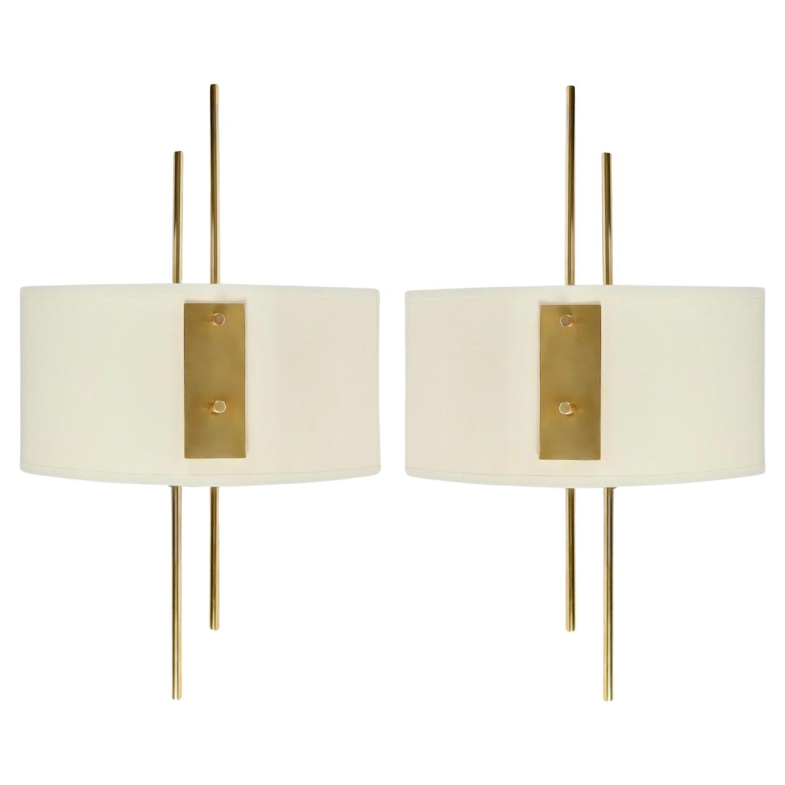 1950 Pair of Wall Lamps Maison Arlus For Sale
