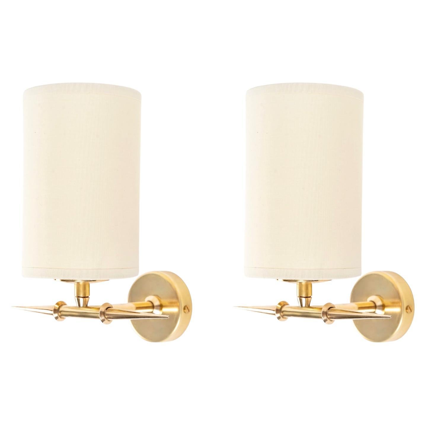 1950 Pair of Wall Lights by Maison Lunel For Sale