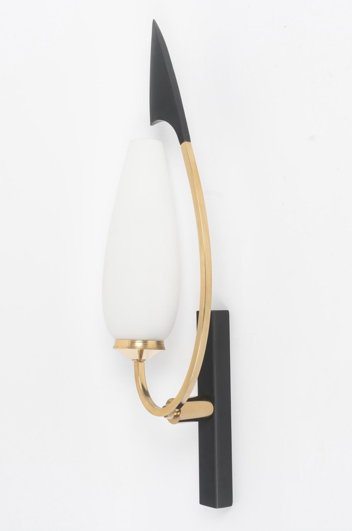 1950 Paar Wandleuchten Maison Lunel im Angebot 3