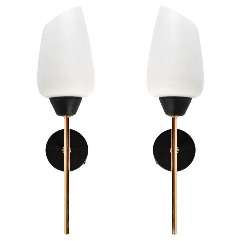 1950 Pair of Wall Lights Maison Lunel For Sale