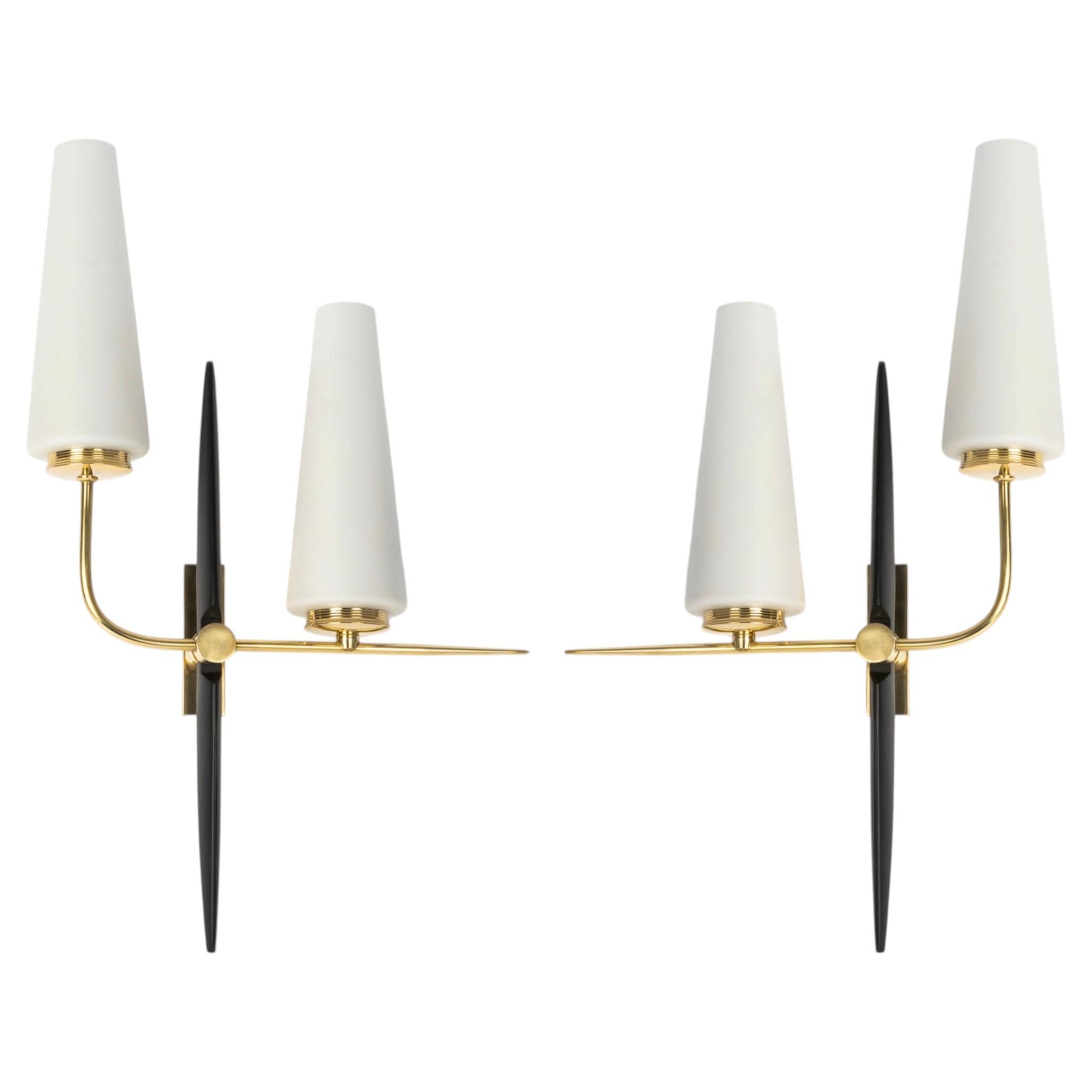 1950 Pair of wall sconces by Maison Arlus