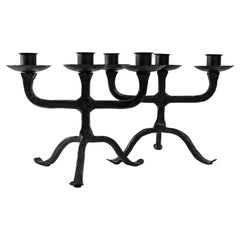 1950 Pair of wrought iron candlesticks from the Ateliers Marolles