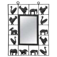 1950, Paire de miroirs en fer forgé, Atelier Marolles & Jean Touret