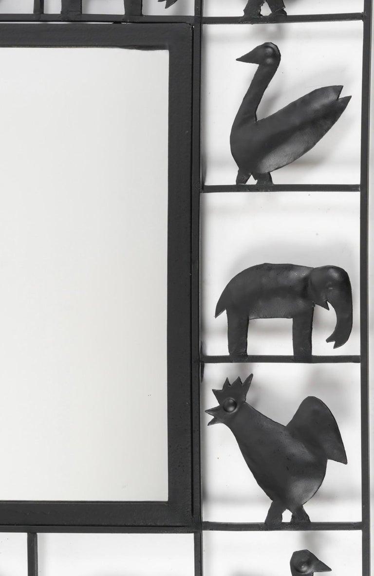 1950, Pair of wrought iron mirrors, Atelier Marolles & Jean Touret In Good Condition For Sale In Saint-Ouen, FR