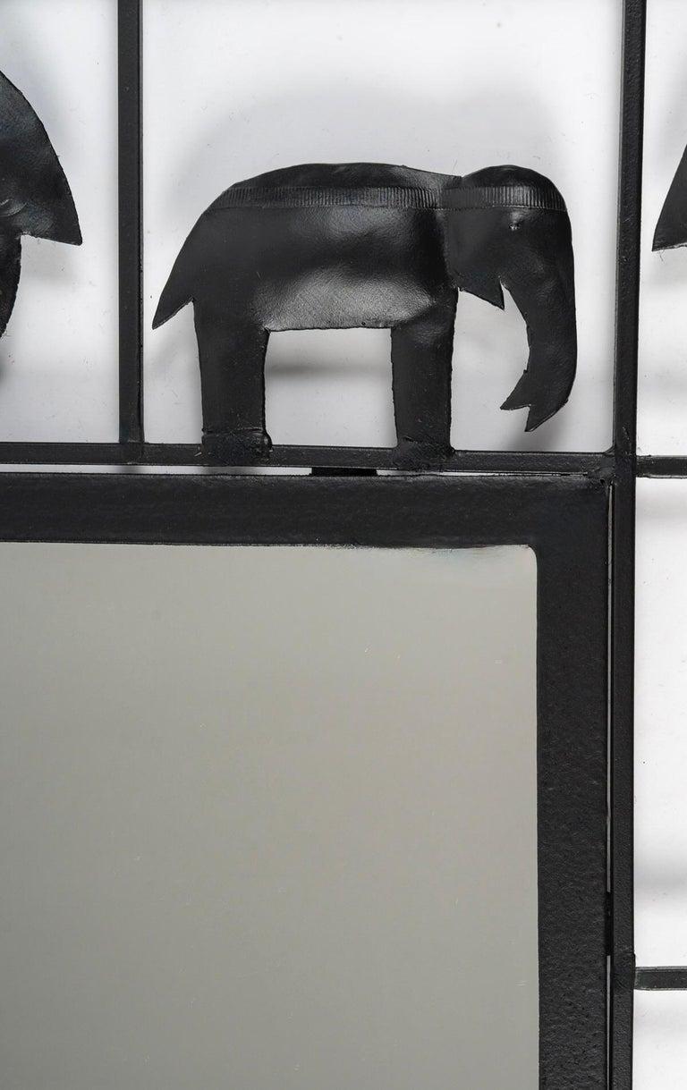 Mid-20th Century 1950, Pair of wrought iron mirrors, Atelier Marolles & Jean Touret For Sale