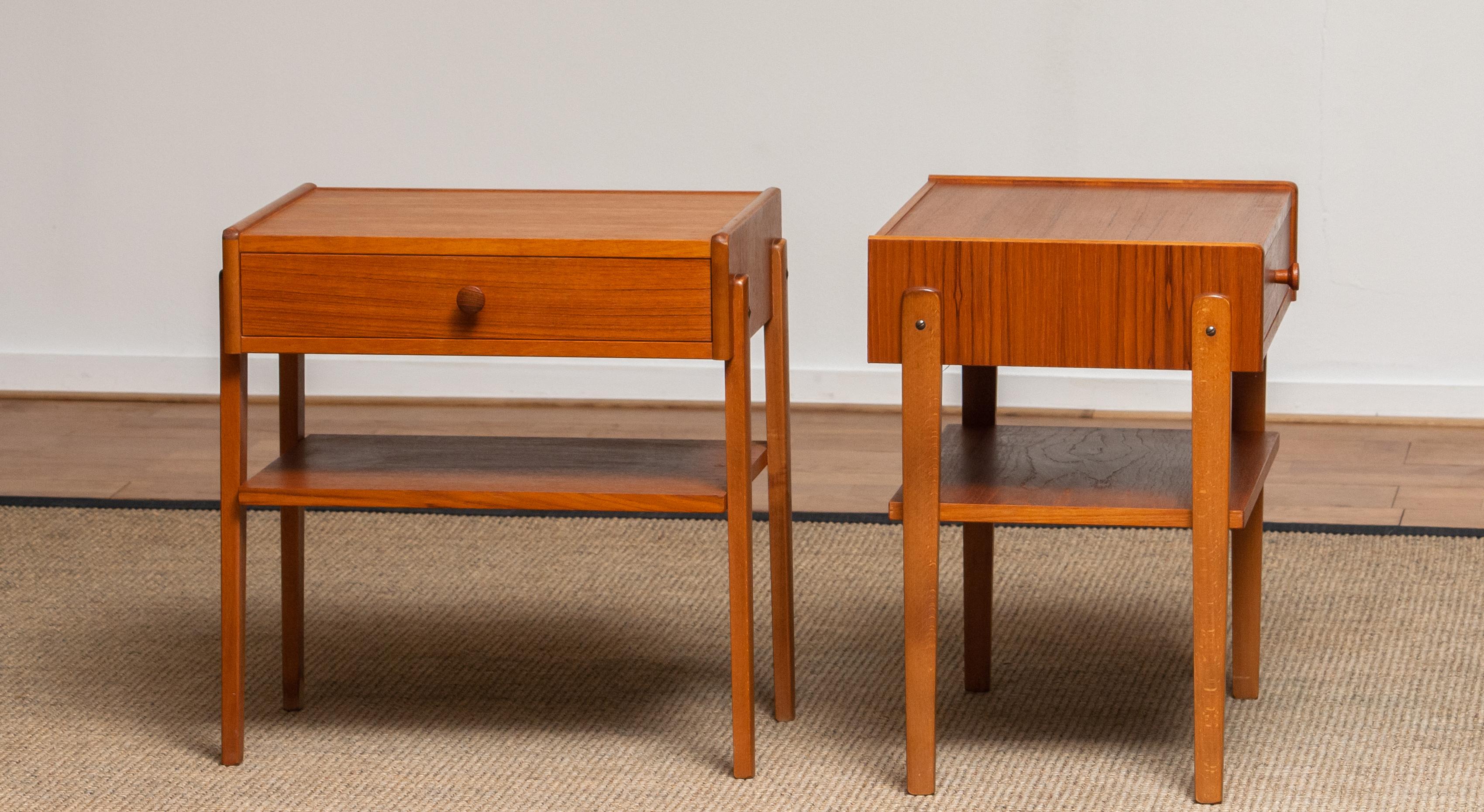 1950 Teak Nightstands Bedside Tables by Carlström & Co Mobelfabrik Sweden, Pair 2