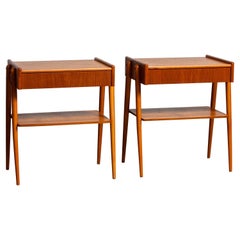 1950 Pair Teak Nightstands Bedside Tables by Carlström & Co Mobelfabrik Sweden