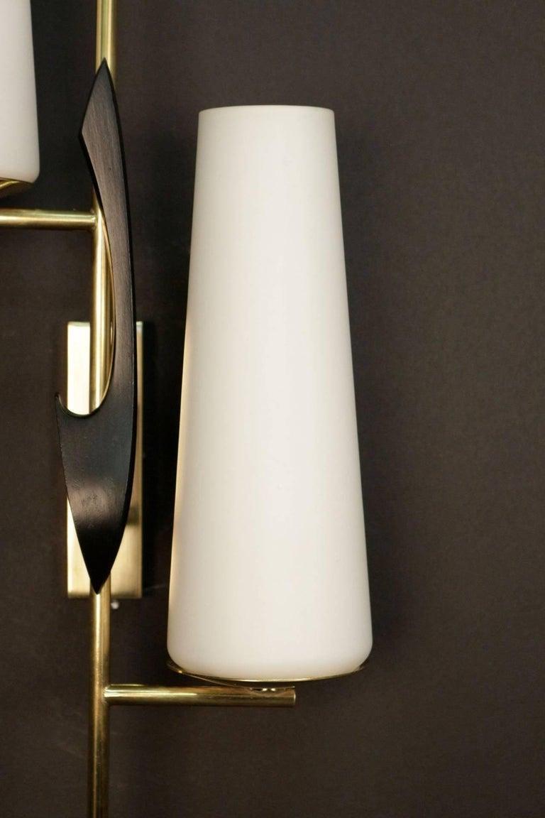 French 1950 PairAsymmetrical Sconces by Maison Arlus For Sale