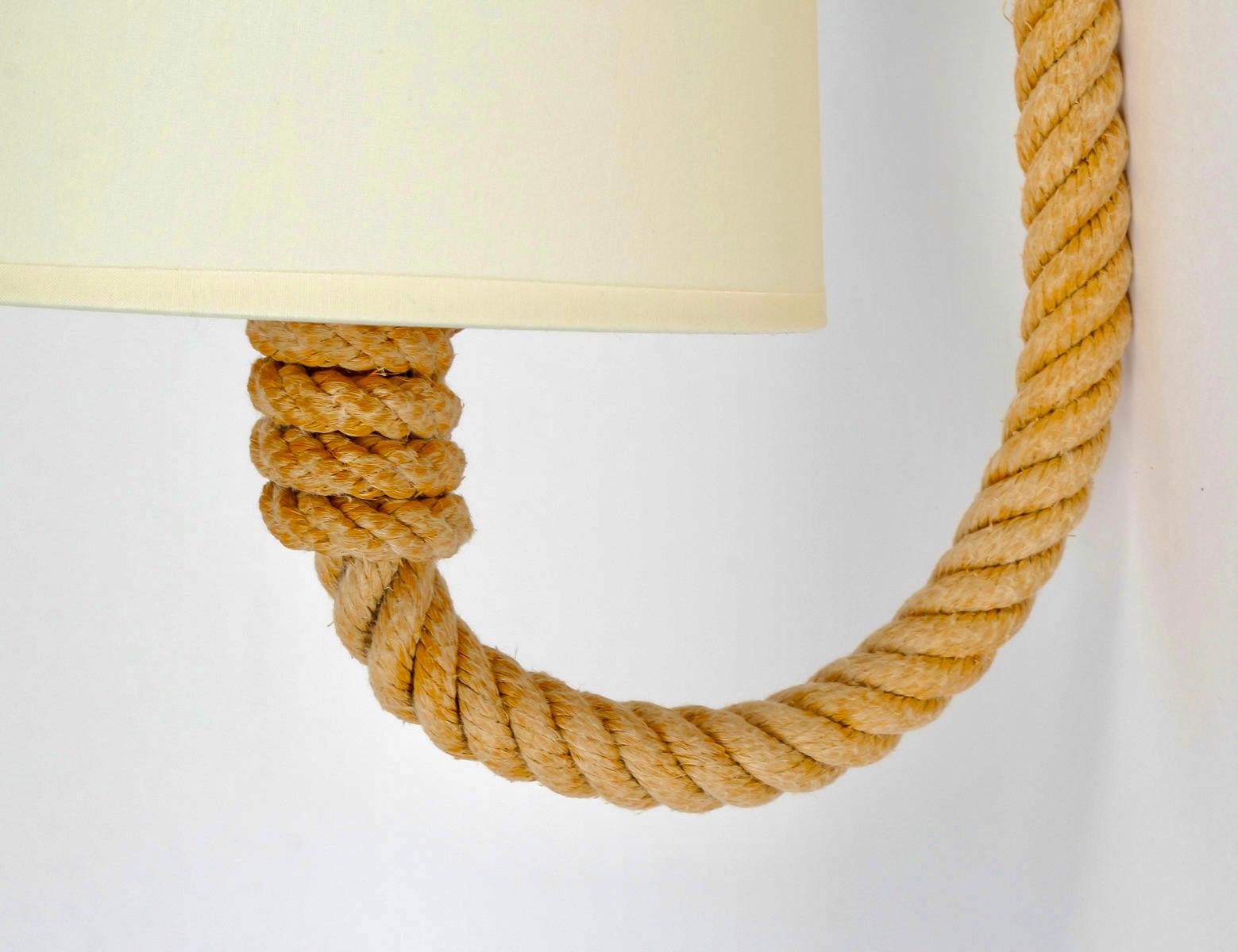 1950 Pair of Audoux Minet rope wall lights In Good Condition In Saint-Ouen, FR