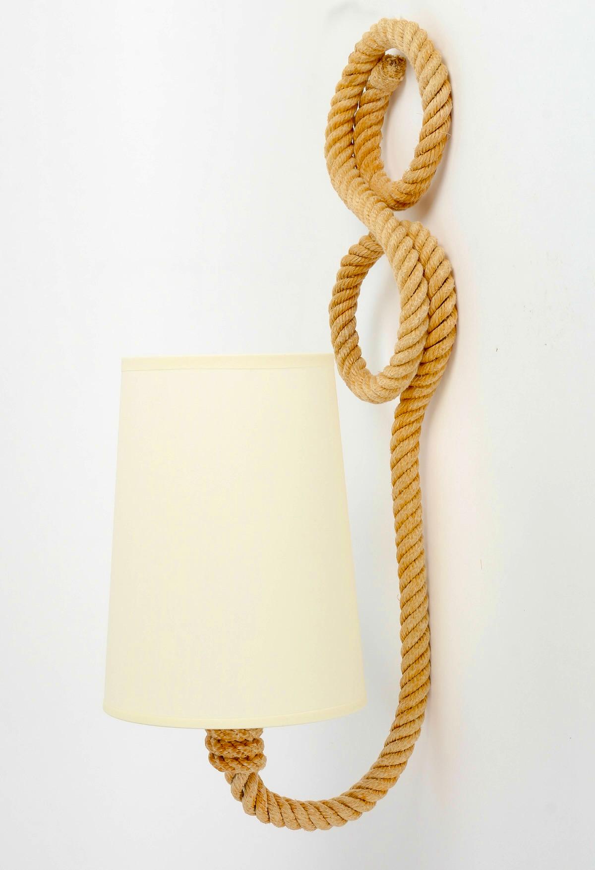 Mid-20th Century 1950 Pair of Audoux Minet rope wall lights