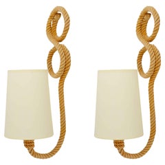 1950 Pair of Audoux Minet rope wall lights