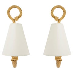 1950 Coppia di appliques in corda Audoux Minet