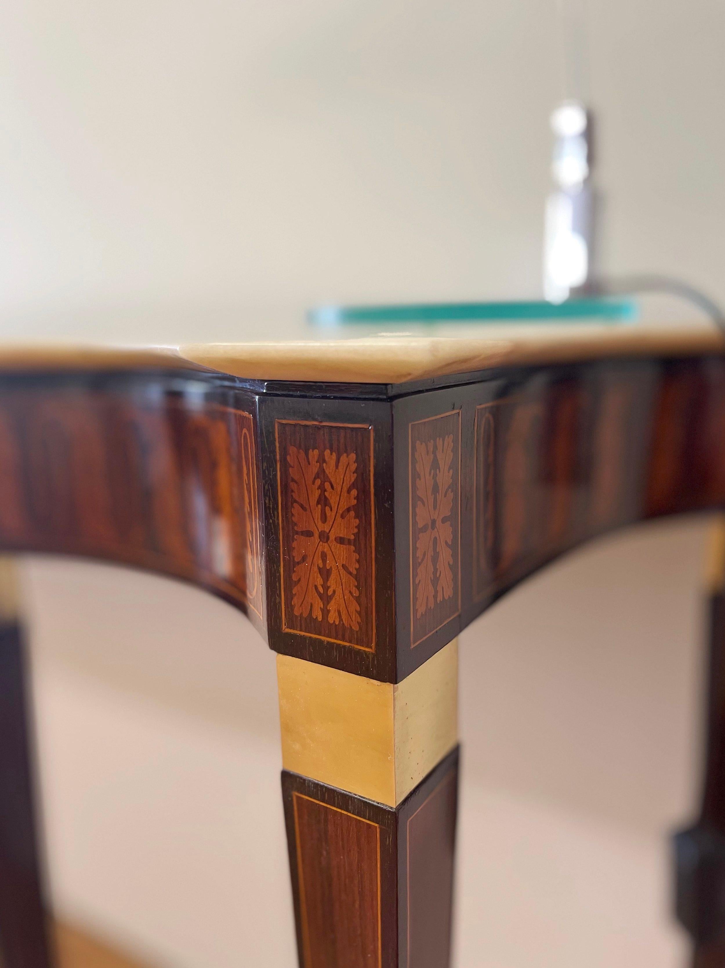 1950 Paolo Buffa Italian Mid-Century Console Table, Wood Inlay and Marble Top For Sale 12