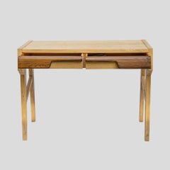 1950s Italian ash wooden desk with two drawers in the style of Paolo Buffa