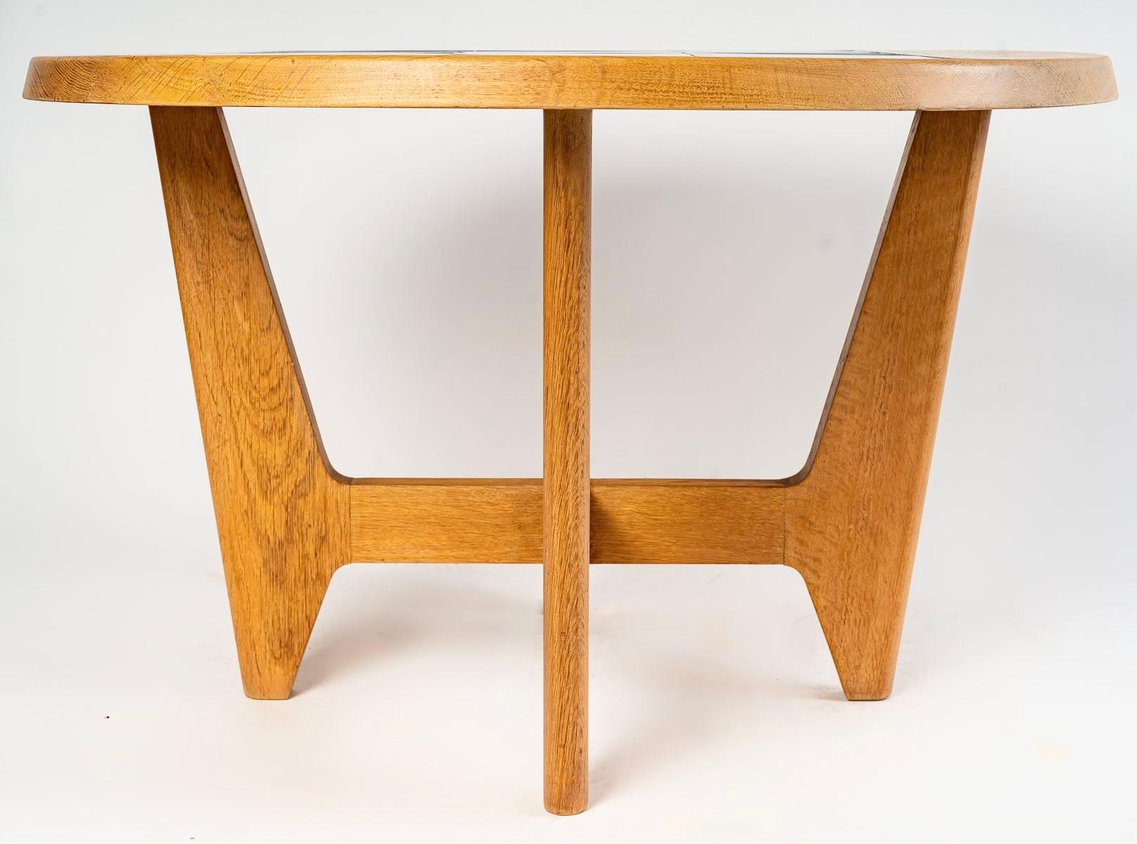 French 1950 Pedestal Table of Guillerme and Chambron For Sale