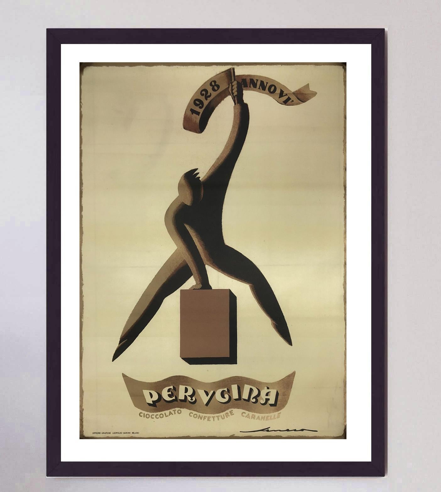 Metà XX secolo 1950 Perugina 1928 Poster originale d'epoca in vendita