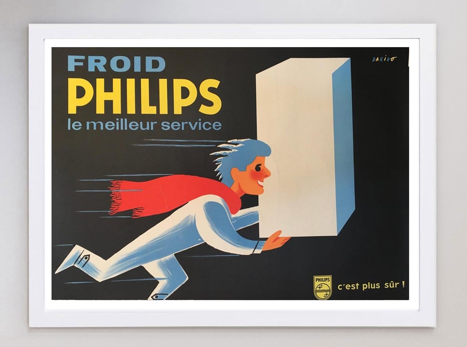 Affiche vintage d'origine Philips de 1950, Froid Bon état - En vente à Winchester, GB