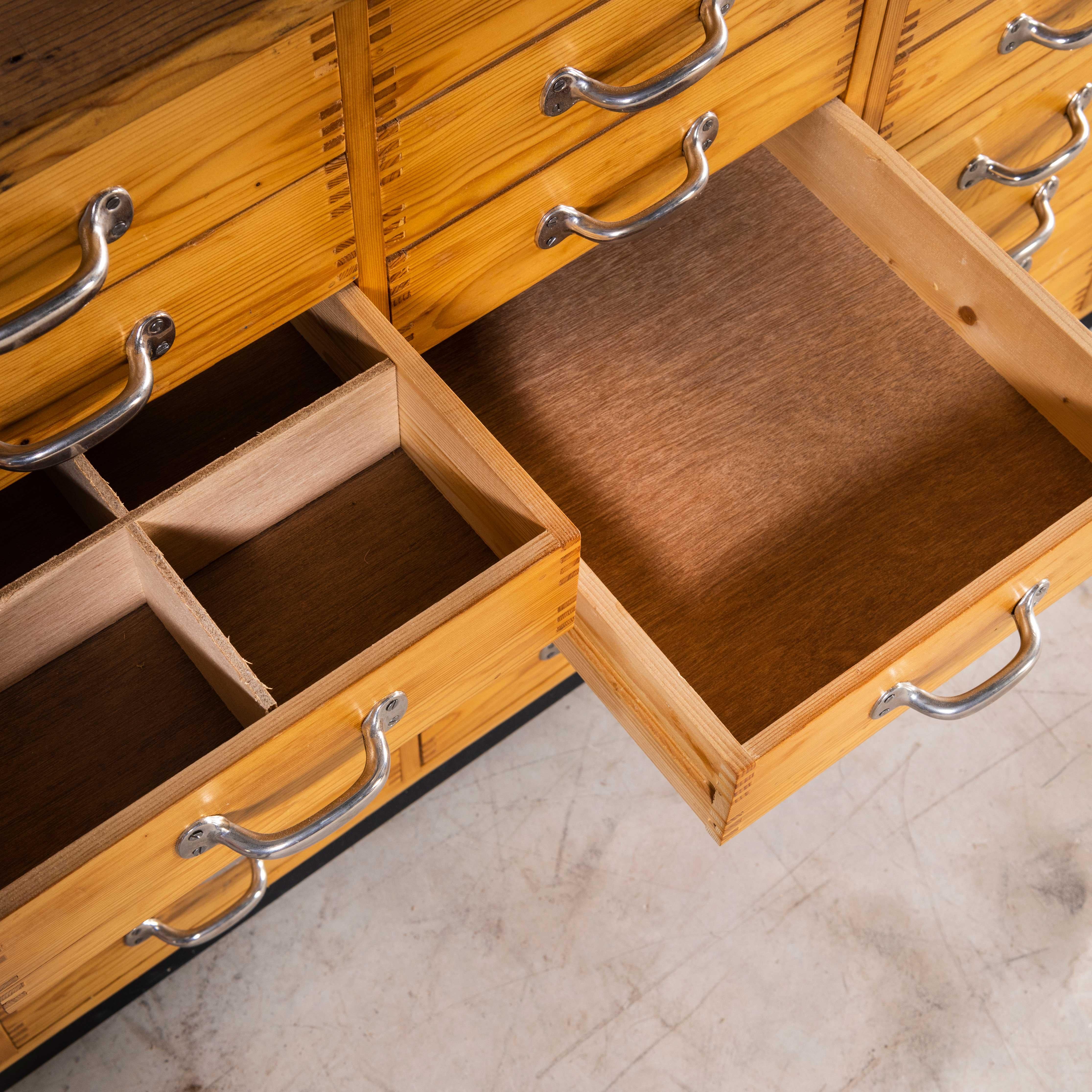 1950 Pine 48 Drawer Laboratory Bank of Drawers 5