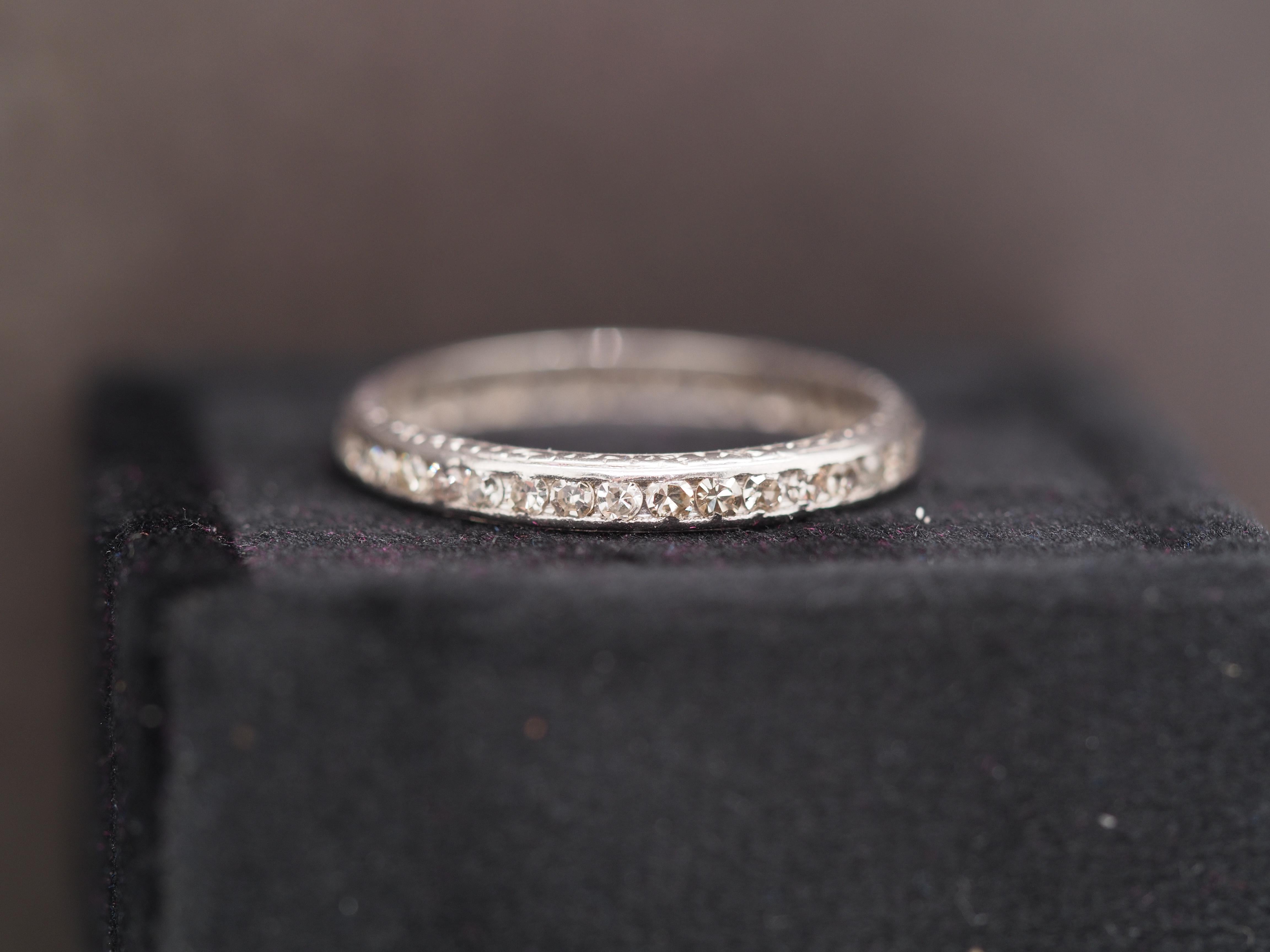 Year: 1950
Item Details:
Ring Size: 6.5
Metal Type: Platinum [Hallmarked, and Tested]
Weight: 2.7 grams
Diamond Details:
Antique Single Cut, 1.00ct, G Color, VS/SI Clarity
Band Width: 2.7 mm
Condition: Excellent
Price: $1600