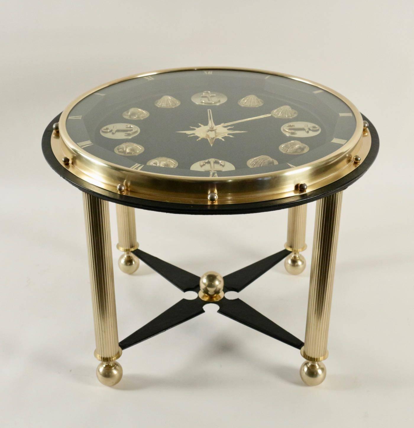 1950 Rare Jacques Adnet Marine Clock Gueridon 4