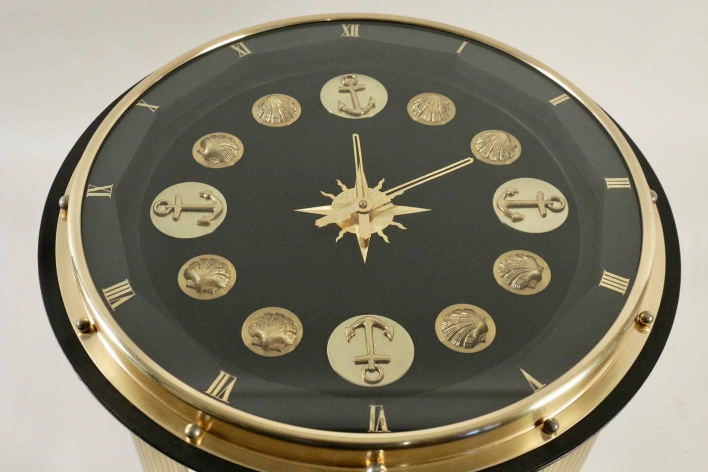 1950 Rare Jacques Adnet Marine Clock Gueridon In Excellent Condition In Saint-Ouen, FR