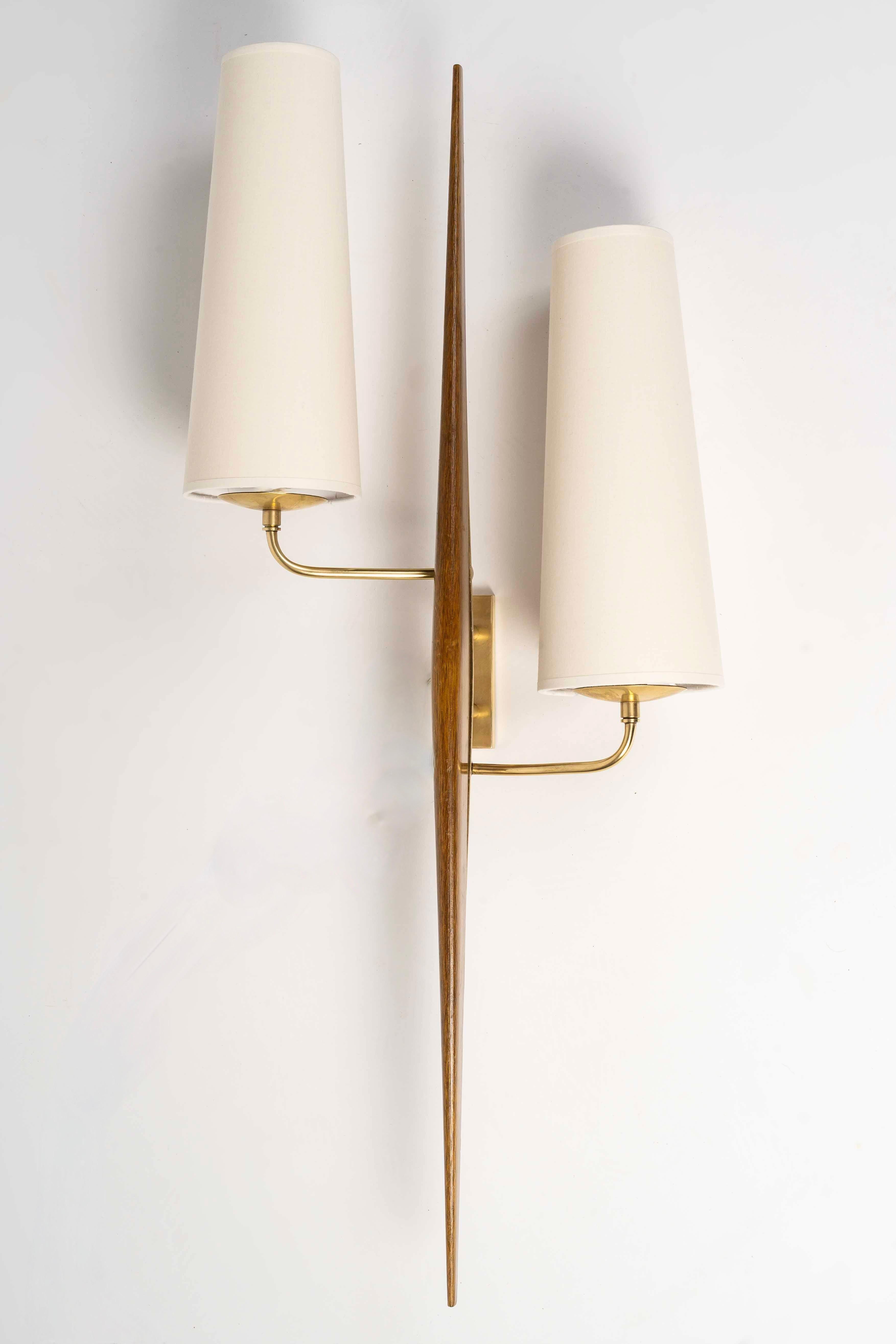 Mid-20th Century 1950 Rare Large pair of wall sconces by Maison Arlus For Sale