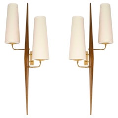 1950 Rare Large pair of wall sconces by Maison Arlus