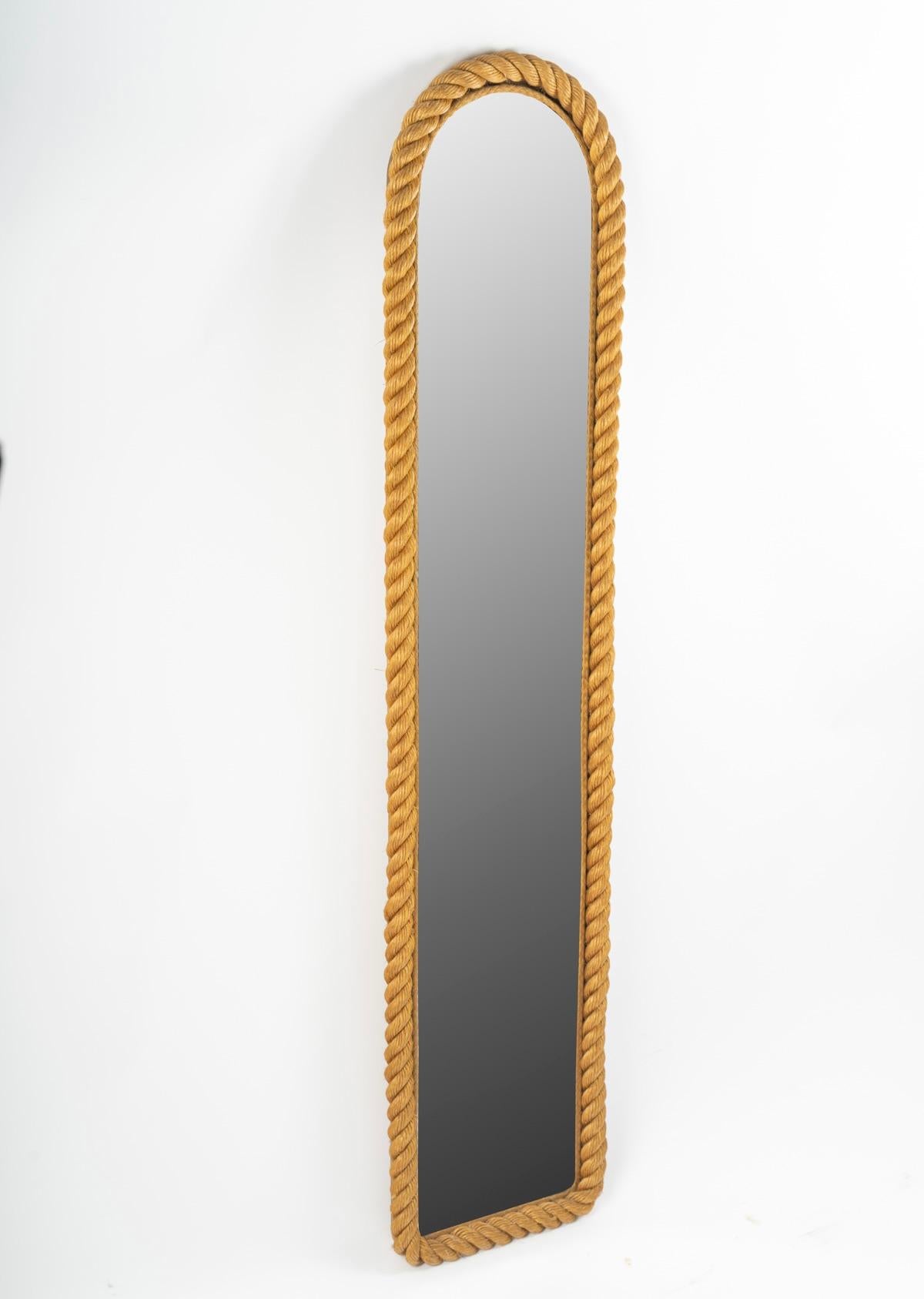 Mid-20th Century 1950 Rare Large Rope Mirror by Adrien Audoux & Frida Minet