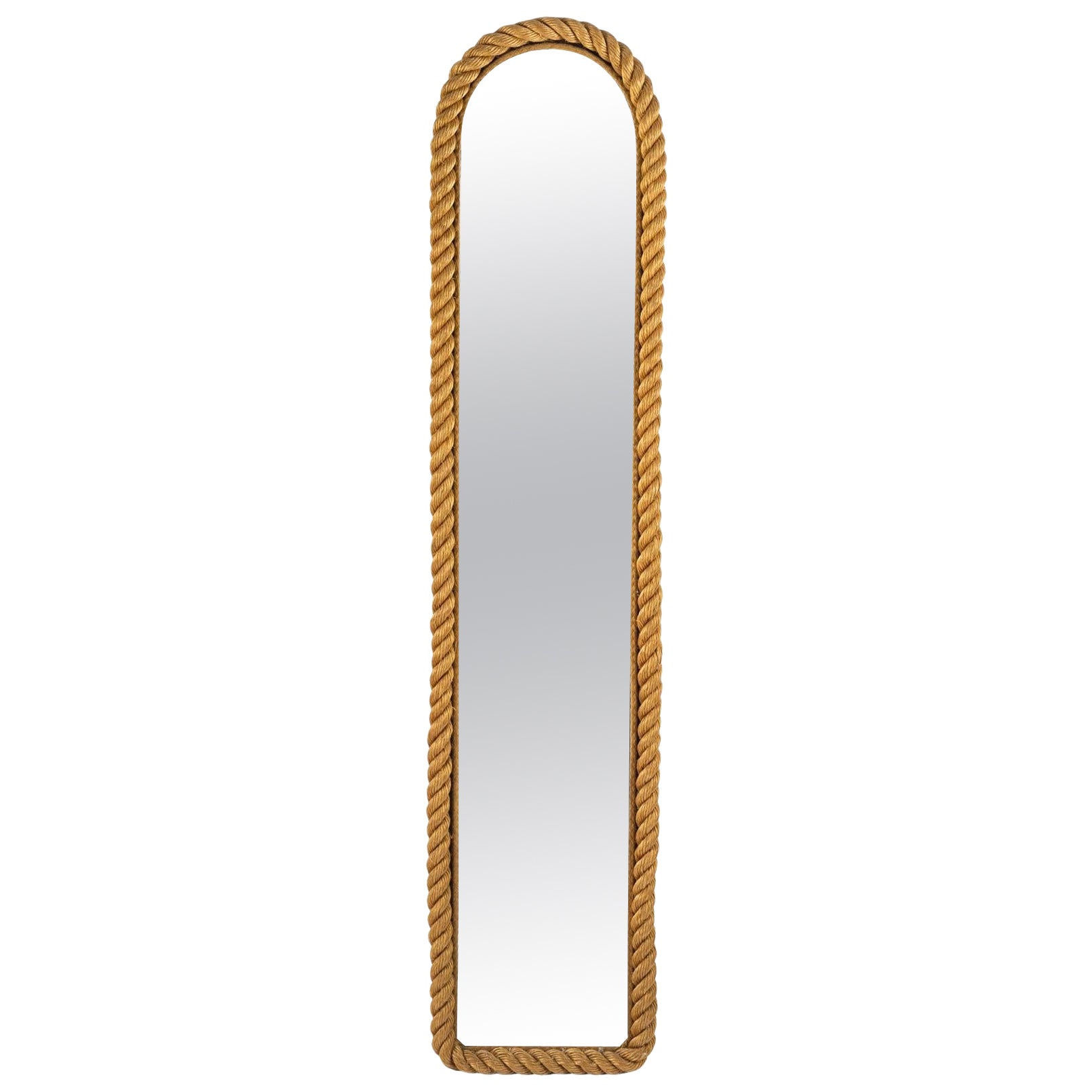 1950 Rare Large Rope Mirror by Adrien Audoux & Frida Minet