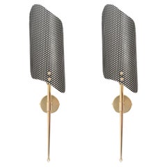 1950 Rare Pair of Sconces Brass and Perforated Metal by Mathieu Matégot