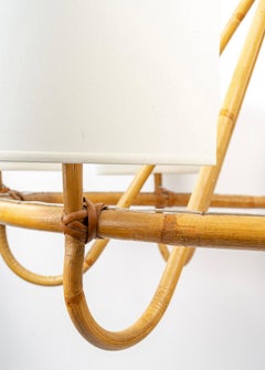1950 Rattan Chandelier by Louis Sognot