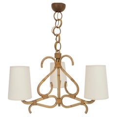 1950 Rattan chandelier by Louis Sognot 1950 Rattan chandelier by Louis Sognot