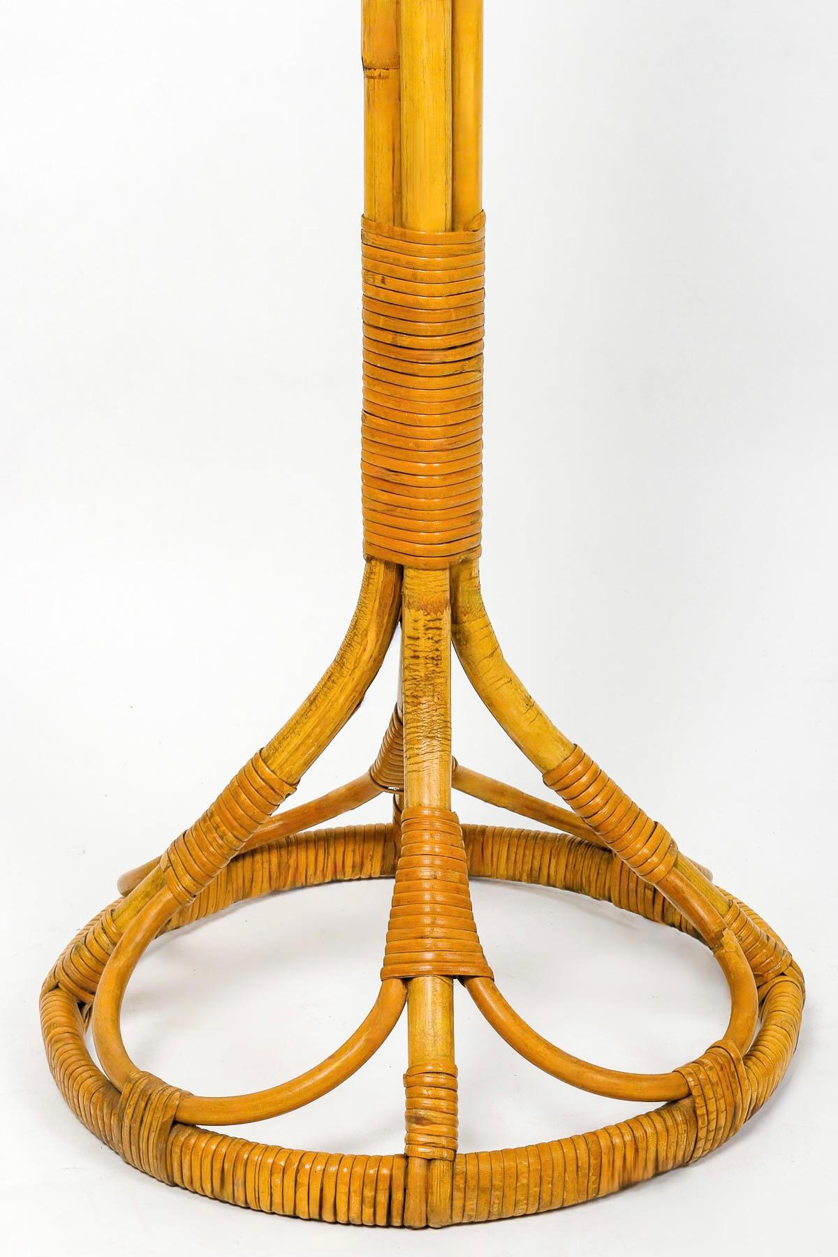 Mid-20th Century 1950 Rattan floor lamp by Louis Sognot For Sale