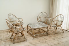 1950 rattan garden set 4 chairs and 1 table