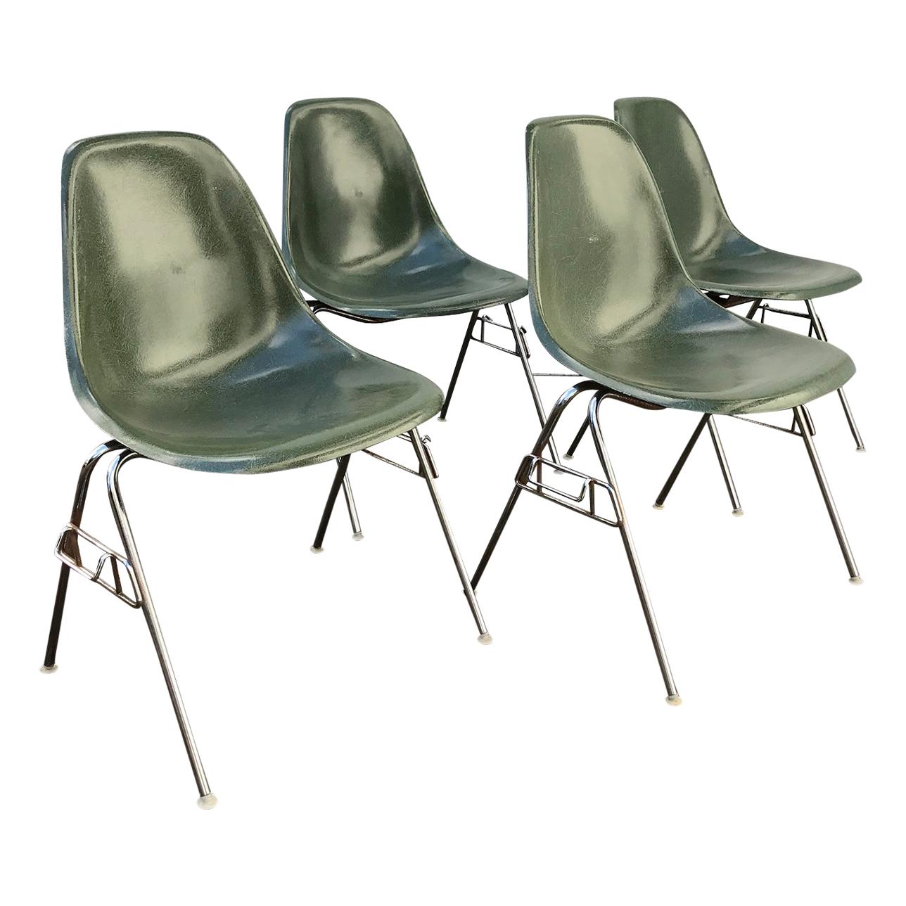 1950, Ray & Charles Eames for Herman Miller Set DSS Fiberglass Stacking Chairs